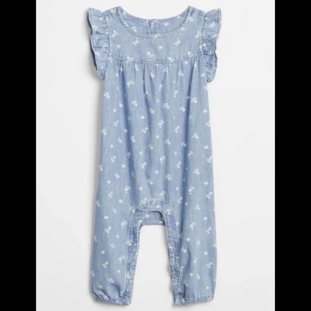 NWT Babygap Ruffle Denim One-Piece 6/12